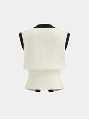 Contrast Trim Knit Vest and Midi Skirt Set