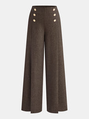 Buttoned Twill Retro Pants