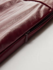 Faux Leather Panel Asymmetric Plaid Midi Skirt