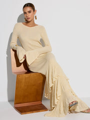 Layered Ruffled Hem Knit Maxi Dress