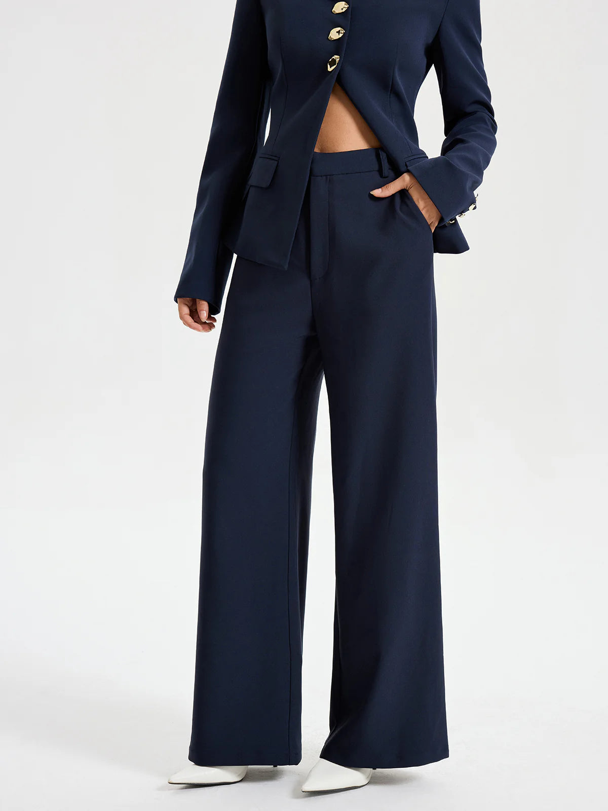 High-Waist Straight-Leg Pants