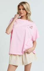 Bertina Two Piece Set - Extra Spicy T-Shirt Set in Pink