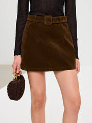 Belted Suede Mini Skirt