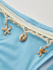 Shell Charm Trim Tie Bikini Set