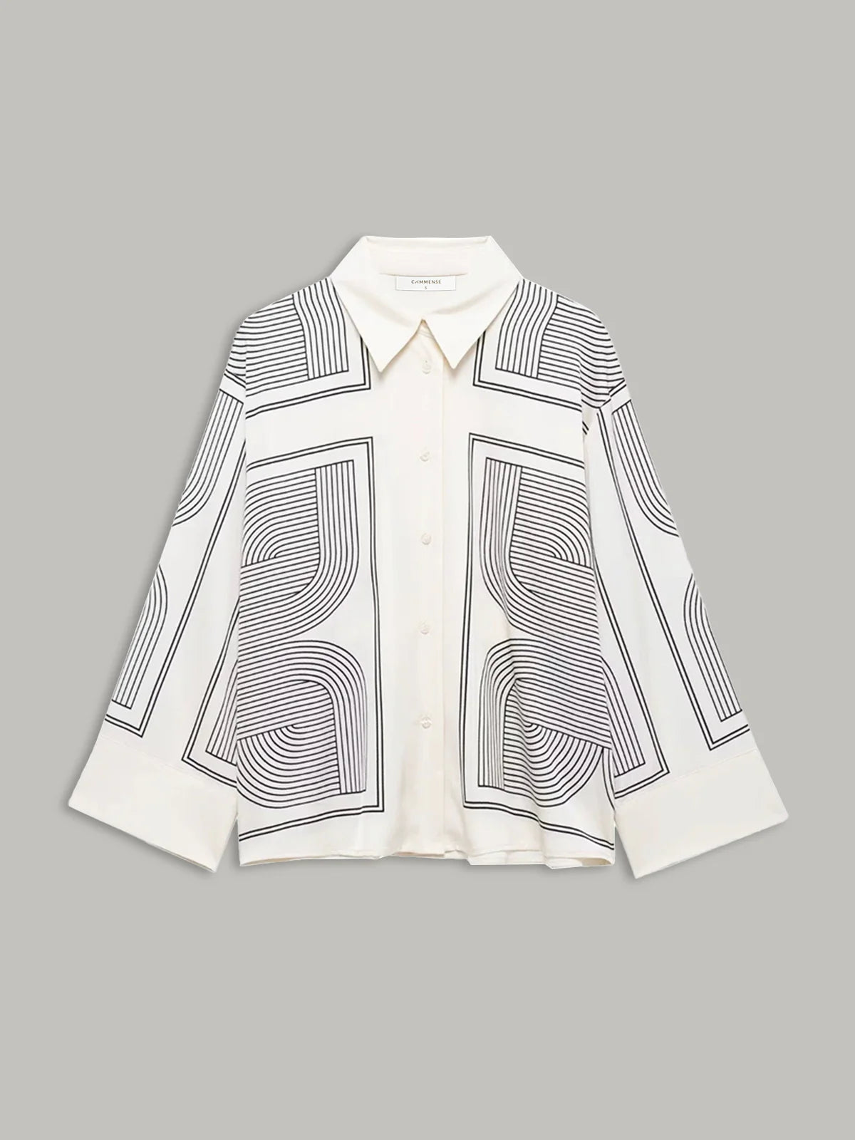 Geometrical Print Lapel Shirt