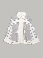 Geometrical Print Lapel Shirt