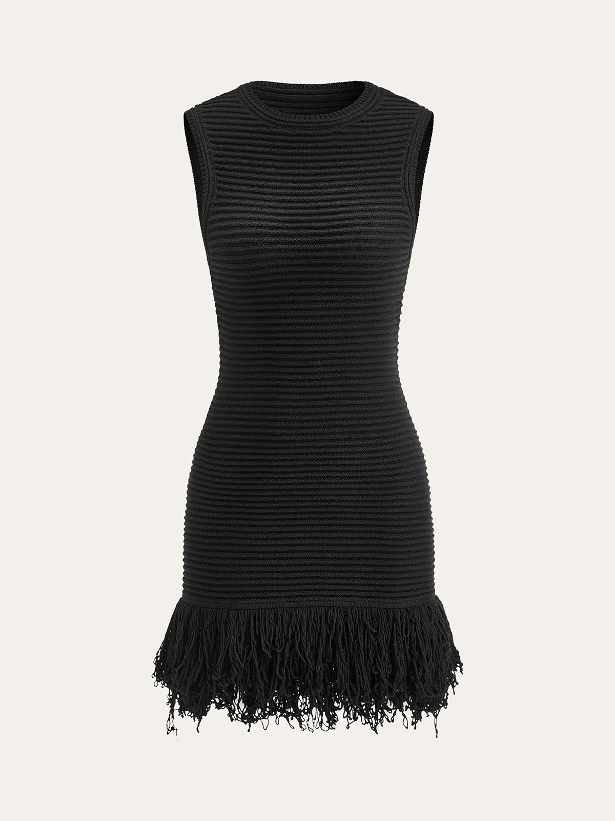 Sleeveless Fringe Hem Sweater Dress