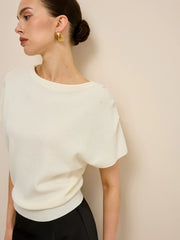 Elasticized Hem Knit Top