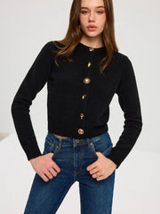 Wool Blend Metal Button Cardigan