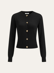 Wool Blend Metal Button Cardigan