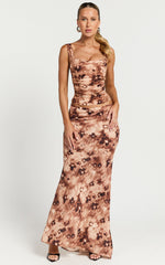 Lioness - Hudson Maxi Skirt in Chocolate Floral