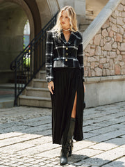 Plaid Wool Blend Blazer