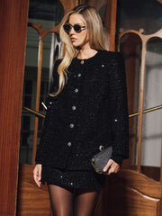 Sequin-Embellished Tweed Blazer