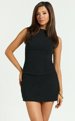 Lupe Top - Boat Neck Sleeveless Top in Black
