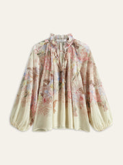 Floral Print Three-Piece Shorts Set With Belt