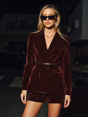 Velvet Belted Blazer