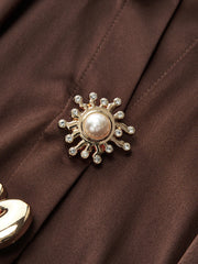 Satin Collar Metal Button Bodysuit