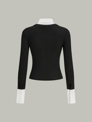 2 in 1 Contrast Collar and Cuff Shirt