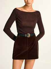 Velvet Mini Skirt without Belt