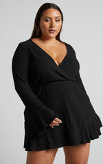 The Next Step Mini Dress - Long Sleeve Dress in Black