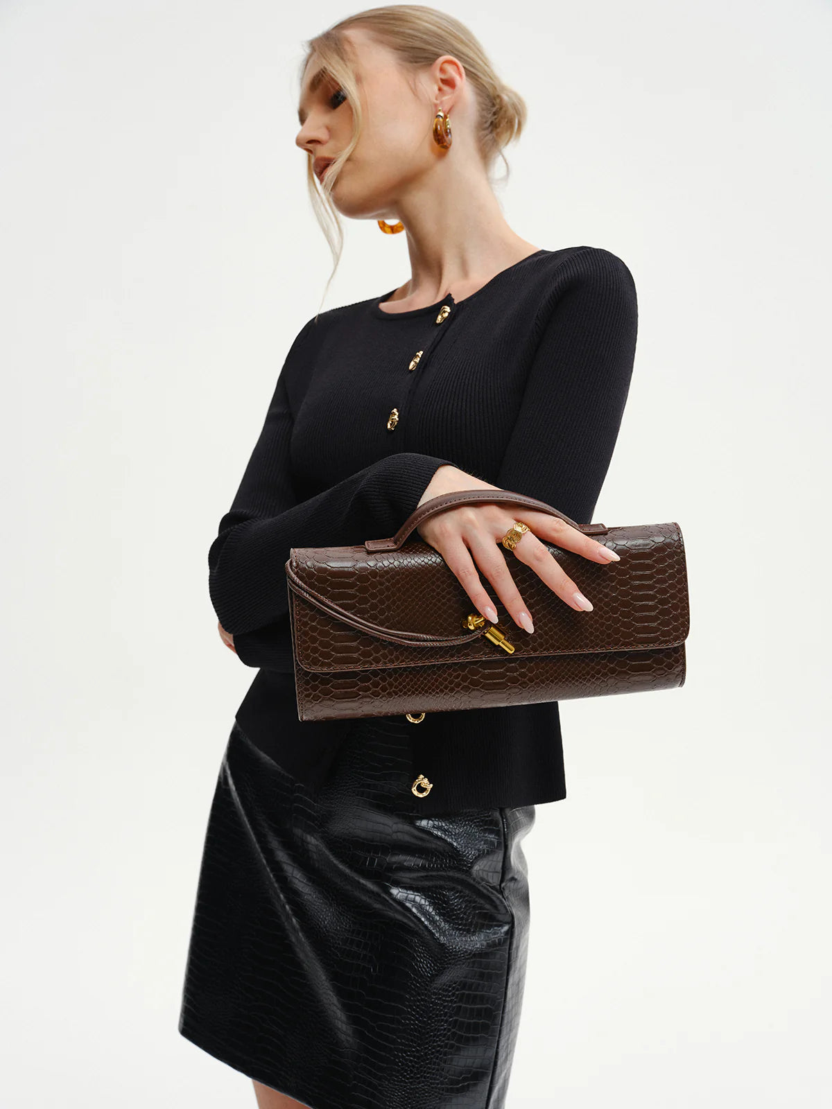 Crocodile Embossed PU Leather Bag