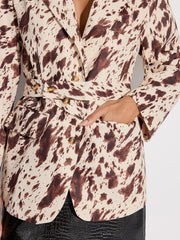 Cow-print Belted Blazer
