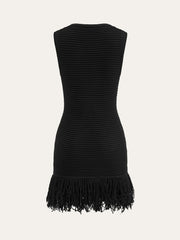 Sleeveless Fringe Hem Sweater Dress