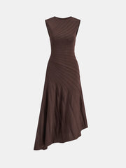 Sleeveless Asymmetric Midi Sweater Dress
