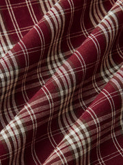 Faux Leather Panel Asymmetric Plaid Midi Skirt