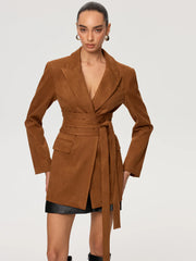 Suede Tie-Waist Blazer