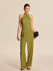 Halter Neck Backless Pants Set