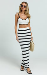 Jamil Two Piece Set - Stripe Column Maxi Skirt And Strappy Corset Crop Knit in White
