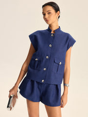 Cap Sleeve Collared Vest