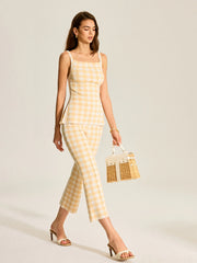 Gingham Print Pants Set