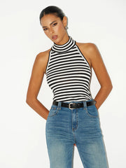 Striped Reversible Halter Neck Top