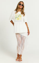 Joy Top - Oversized Amalfi Print T-Shirt in White