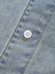 Asymmetrical Collar Denim Crop Shirt