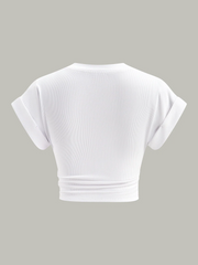 Ribbed V-Neck Knotted Crop Top
