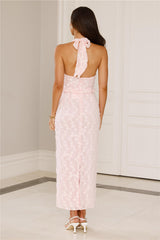 Manhattan Mornings Halter Maxi Dress Pink