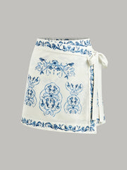 Floral Print Tie-Waist Wrap Skirt