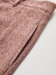 Herringbone Wool-Blend Wide-Leg Pants