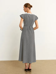 Gingham Lace-Trimmed Midi Dress