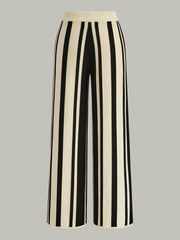 Striped Knit High-Waist Pants