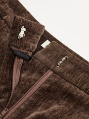 Mid-Waist Velvet Wide-Leg Pants