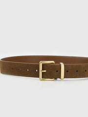 Golden Buckle Suede Belt