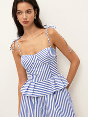 Striped Peplum Cami Top With Shorts Set