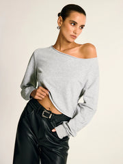 Asymmetric Off-Shoulder Cropped Sweatshirt
