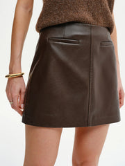 Decor Pocket PU Leather Mini Skirt