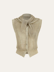 Knit Sleeveless Vest with Scarf