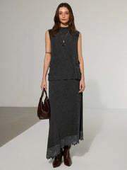 Lace Trim Sleeveless Top and Maxi Skirt Set